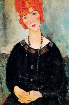 アメデオ・モディリアーニ Painting - ネックレスを持つ女性 1917年 アメデオ・モディリアーニ